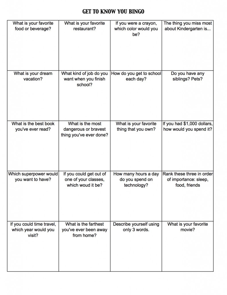 Get To Know You Bingo (c) Kristen Dembroski