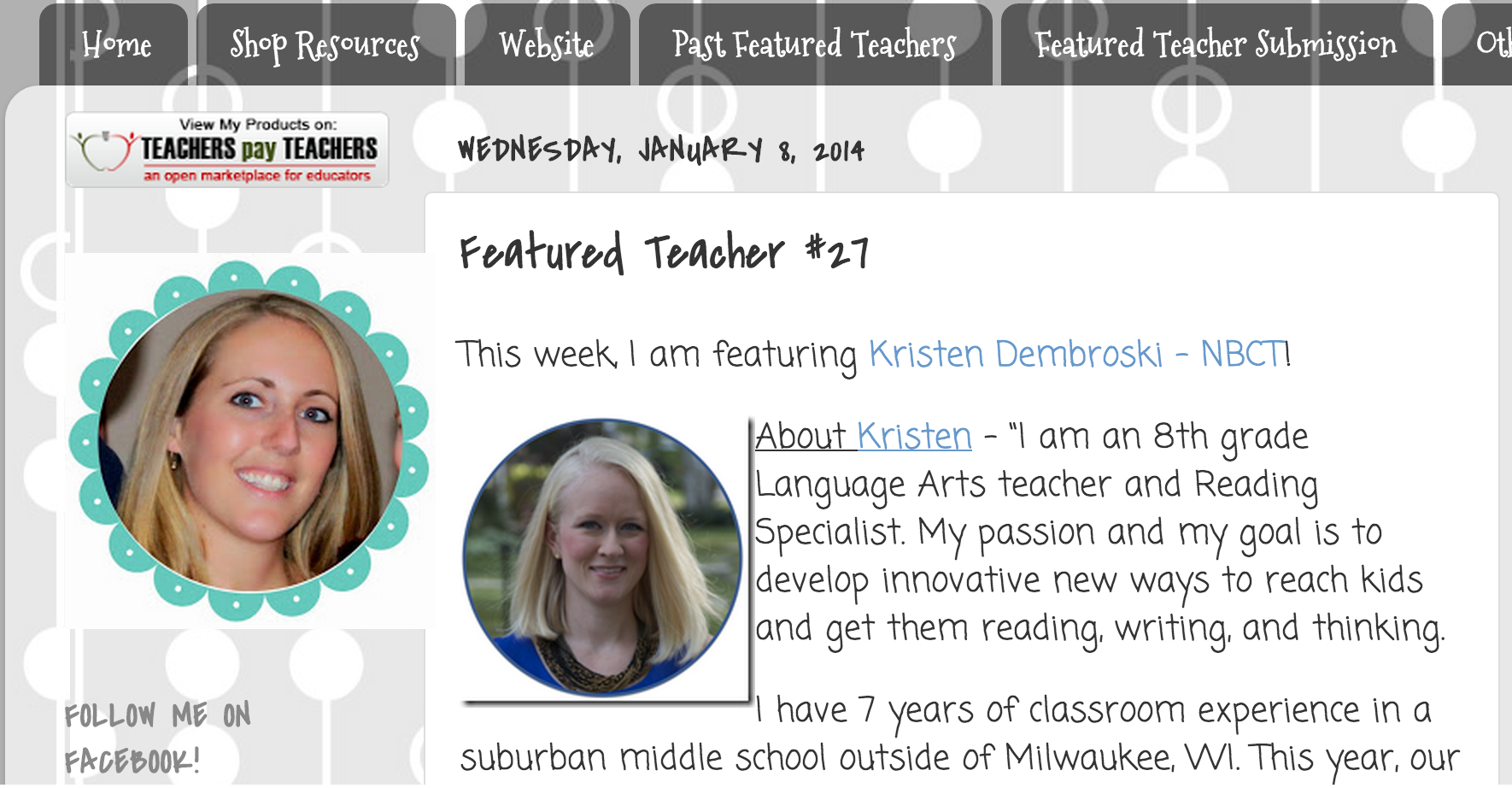 Featured Teacher (c) Kristen Dembroski
