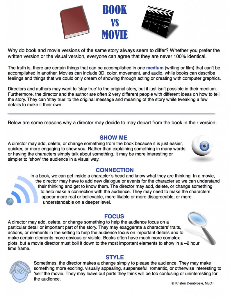 Book VS Movie (c) Kristen Dembroski